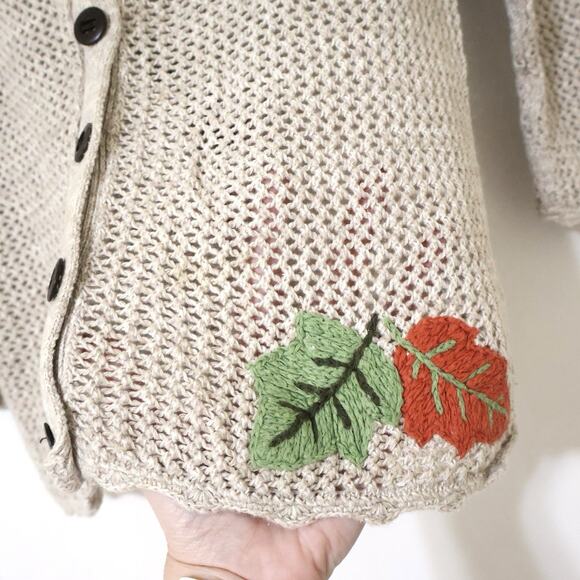 Vintage Christoper and Banks Open Knit Autumn Fall Granny Sweater XS Novelty - Picture 2 of 8